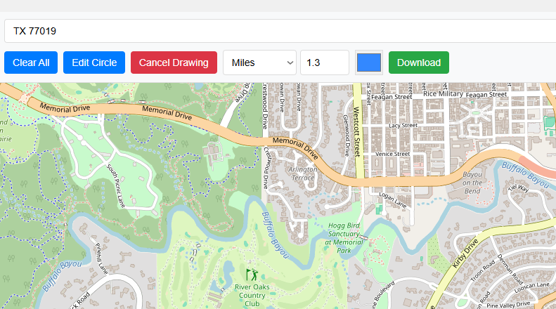 Draw circle around a point on map with radius