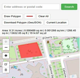 calculate area on map