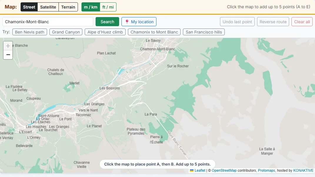 Find the area: search a place or move the map