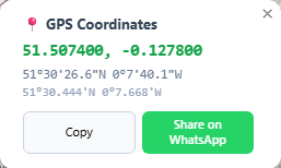 Read the coordinates in the popup