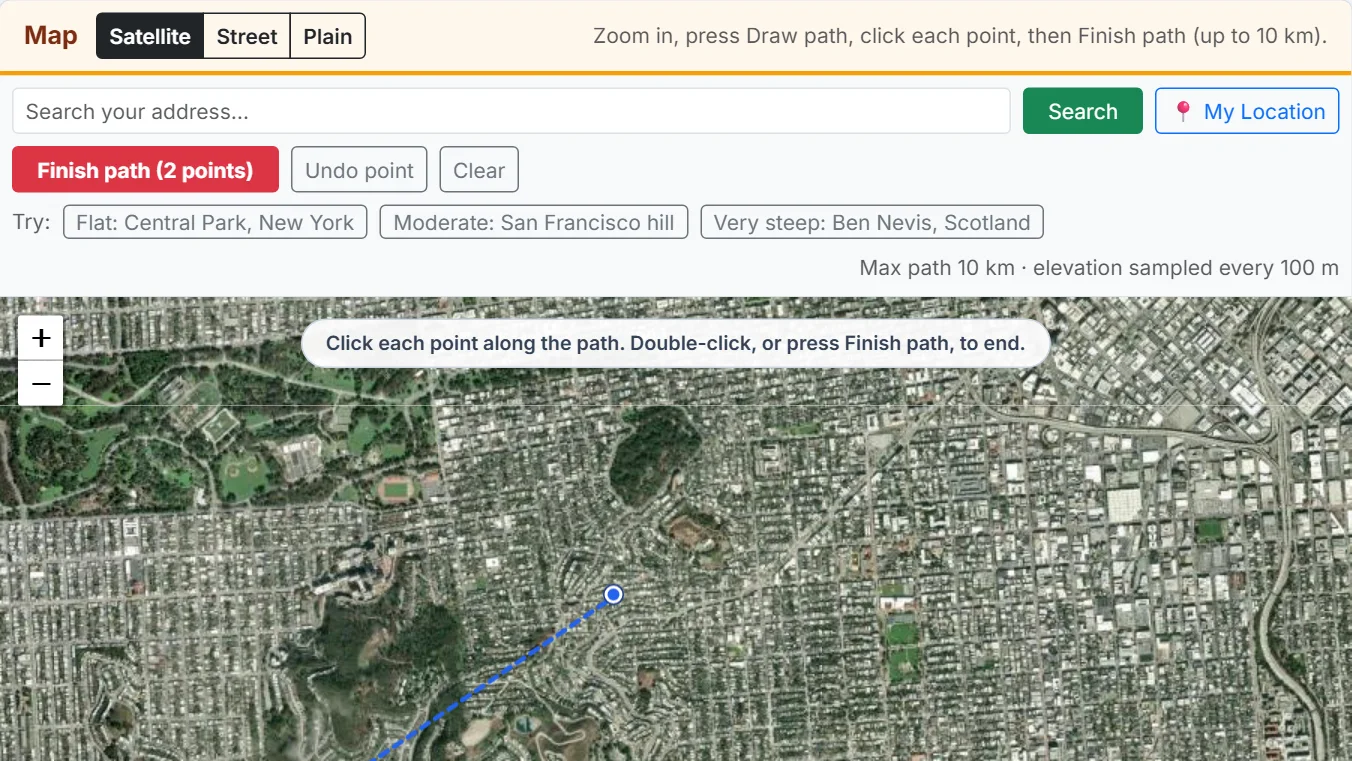 Draw the path: click each point, or click just two
